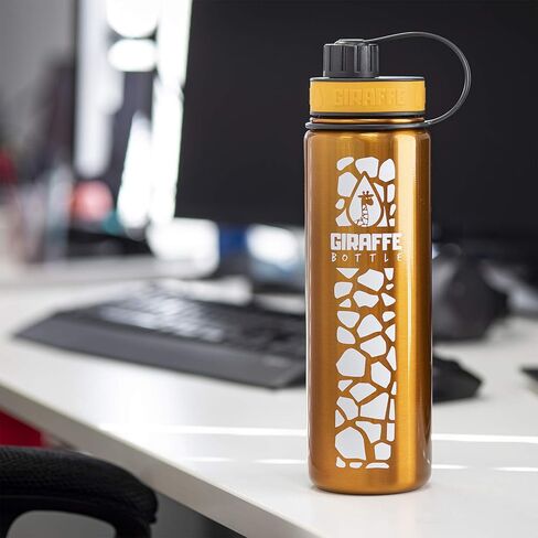 24oz Stainless Steel Drinking Bottle with Insulated and Direct-Drink Lids, Burnt Orange in Kuwait