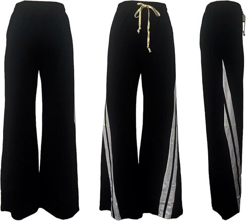 Voghtic Wide Leg Sweatpants Women Striped Drawstring Hight Waisted Loose Casual Pants Lounge Baggy Jogger Track Trousers in Kuwait