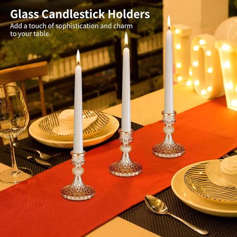 6 Pcs Taper Candlestick Holder Set, Champagne Diamond Taper Candle Holders, Crystal Decorative Table Centerpieces for Wedding, Wedding, Party, Valentines Day, Candle Stands for Home Decor in Saudi Arabia