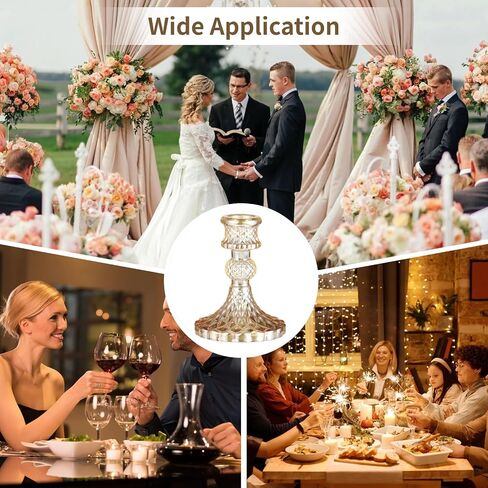 6 Pcs Taper Candlestick Holder Set, Champagne Diamond Taper Candle Holders, Crystal Decorative Table Centerpieces for Wedding, Wedding, Party, Valentines Day, Candle Stands for Home Decor in Saudi Arabia