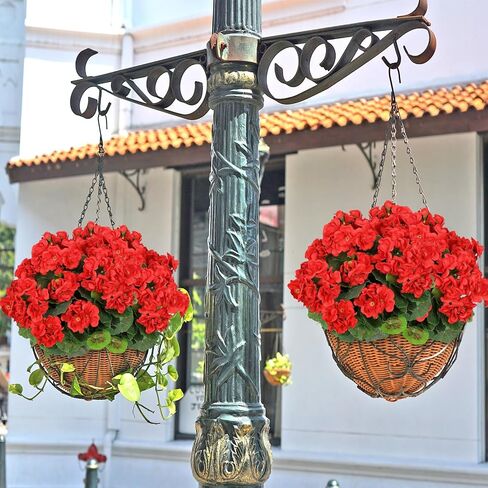 Artificial Flowers for Outdoors, 4 Pack 19'' Pink Geraniums Silk Flowers UV Resistant No Fade Faux Flowers Geraniums Bush for Home Outdoor Garden Porch Window Vase Wedding Decor in Saudi Arabia
