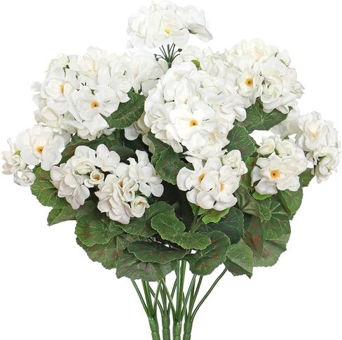Artificial Flowers for Outdoors, 4 Pack 19'' Pink Geraniums Silk Flowers UV Resistant No Fade Faux Flowers Geraniums Bush for Home Outdoor Garden Porch Window Vase Wedding Decor in Saudi Arabia