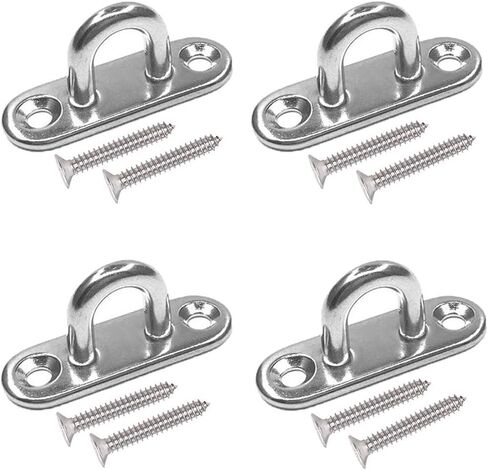 4 Pcs Ceiling Hooks, HLOMVE 2.4 Inch Screws Eye Ring Hooks, Stainless Steel Hanging Brick Hooks with Screws, Wall Mount Hooks for Hammock, Swing Hooks, Marine Boat Deck Staple Hooks in Saudi Arabia