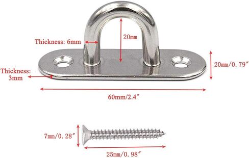 4 Pcs Ceiling Hooks, HLOMVE 2.4 Inch Screws Eye Ring Hooks, Stainless Steel Hanging Brick Hooks with Screws, Wall Mount Hooks for Hammock, Swing Hooks, Marine Boat Deck Staple Hooks in Saudi Arabia