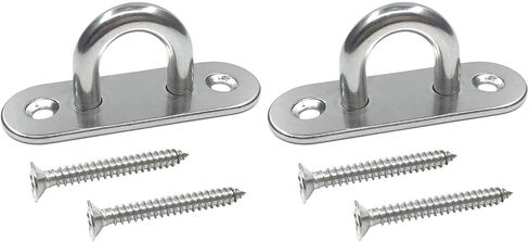 4 Pcs Ceiling Hooks, HLOMVE 2.4 Inch Screws Eye Ring Hooks, Stainless Steel Hanging Brick Hooks with Screws, Wall Mount Hooks for Hammock, Swing Hooks, Marine Boat Deck Staple Hooks in Saudi Arabia