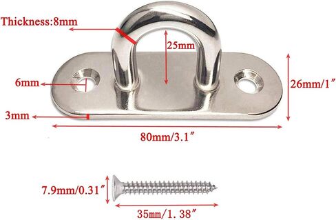 4 Pcs Ceiling Hooks, HLOMVE 2.4 Inch Screws Eye Ring Hooks, Stainless Steel Hanging Brick Hooks with Screws, Wall Mount Hooks for Hammock, Swing Hooks, Marine Boat Deck Staple Hooks in Saudi Arabia
