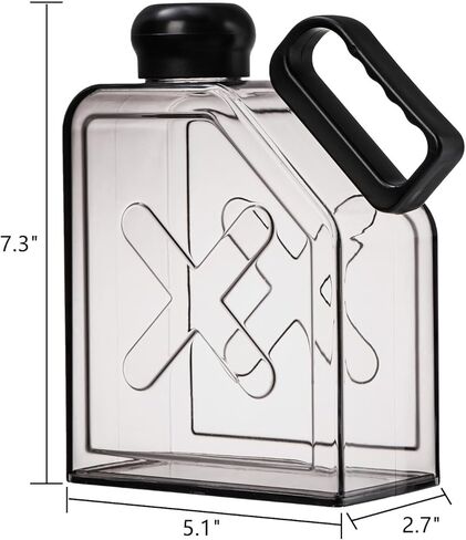 ZEAYEA زجاجة مياه مسطحة محمولة، زجاجة مياه رياضية مسطحة قابلة لإعادة الاستخدام، 35 أونصة، زجاجة مياه بلاستيكية شفافة للسفر للرياضات الخارجية، والتخييم، واللياقة البدنية، وصالة الألعاب الرياضية in Kuwait