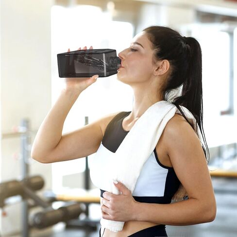 ZEAYEA زجاجة مياه مسطحة محمولة، زجاجة مياه رياضية مسطحة قابلة لإعادة الاستخدام، 35 أونصة، زجاجة مياه بلاستيكية شفافة للسفر للرياضات الخارجية، والتخييم، واللياقة البدنية، وصالة الألعاب الرياضية in Kuwait