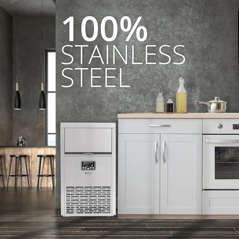 صانعة الثلج التجارية من ديكو شيف 99 رطل كل 24 ساعة سعة تخزين 33 رطل من الفولاذ المقاوم للصدأ رائعة للفنادق والمطاعم والحانات والمنازل والمكاتب تتضمن خراطيم التوصيل ومغرفة الثلج in Kuwait