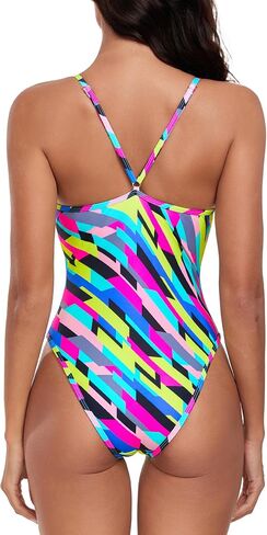 RELLECIGA Women's V Neck One Piece Swimsuit High Cut Bathing Suits in Saudi Arabia