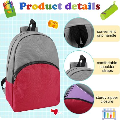 24 Pack Backpack Kids 15 Inch Preschool Backpack Bulk Book Bags with Adjustable Padded Straps for Girls Boys Children Teens Kindergarten Students Back to School Gifts, 8 Assorted Colors in Saudi Arabia