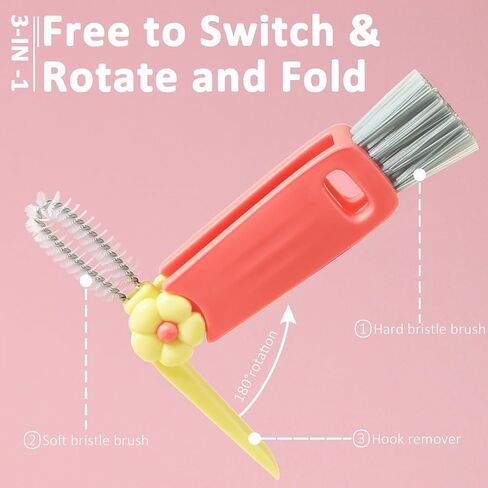 4 in 1 Cup Lid Cleaning Brush,2024 New Cute Rabbit Shaped Multifunctional Cleaning Brush for Bottle Gap Tight Spaces Cup,Portable Cup Mouth Scrubber Lid Crevice Cleaner Brushes in Saudi Arabia
