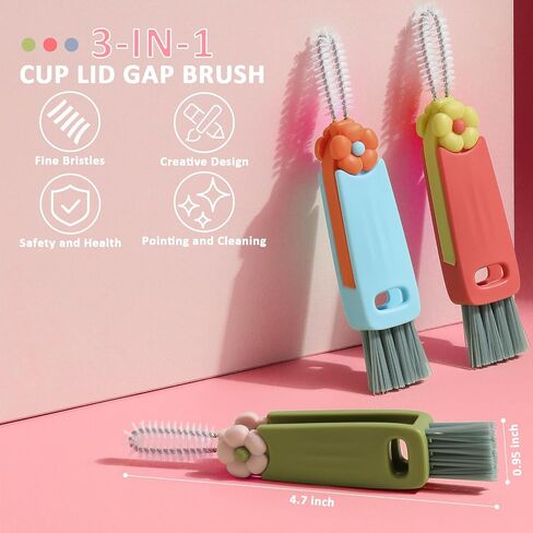 4 in 1 Cup Lid Cleaning Brush,2024 New Cute Rabbit Shaped Multifunctional Cleaning Brush for Bottle Gap Tight Spaces Cup,Portable Cup Mouth Scrubber Lid Crevice Cleaner Brushes in Saudi Arabia