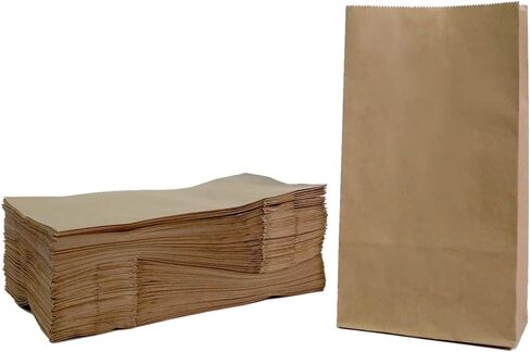 Kraft Brown Food Paper 3 lb Bag - (100 Pack) 8.7" X 4.7" X 2.3" Lunch Grease Resistant Paper Bags in Saudi Arabia