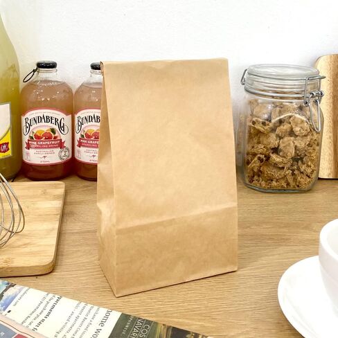 Kraft Brown Food Paper 3 lb Bag - (100 Pack) 8.7" X 4.7" X 2.3" Lunch Grease Resistant Paper Bags in Saudi Arabia