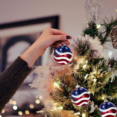 24pcs 3-1/4" (80mm) American Patriotic Christmas Ball Ornaments July of 4th Ball Hanging Independence Day Party Decor Holiday Wedding Tree Decorations in Saudi Arabia