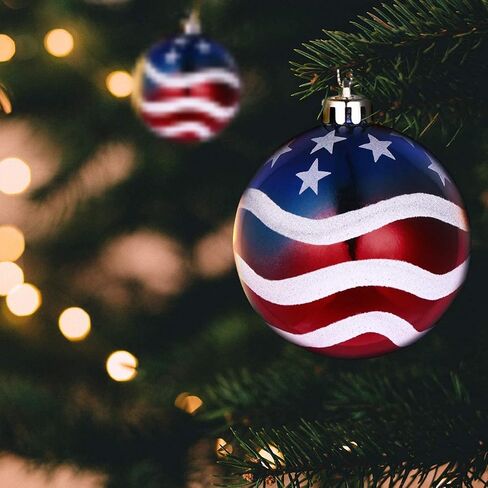 24pcs 3-1/4" (80mm) American Patriotic Christmas Ball Ornaments July of 4th Ball Hanging Independence Day Party Decor Holiday Wedding Tree Decorations in Saudi Arabia