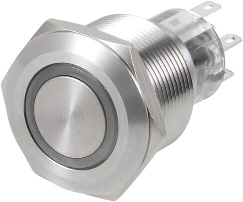 uxcell Latching Metal Push Button Switch 22mm Mounting Dia DPDT 2NO 2NC 24V Blue LED Light in Saudi Arabia