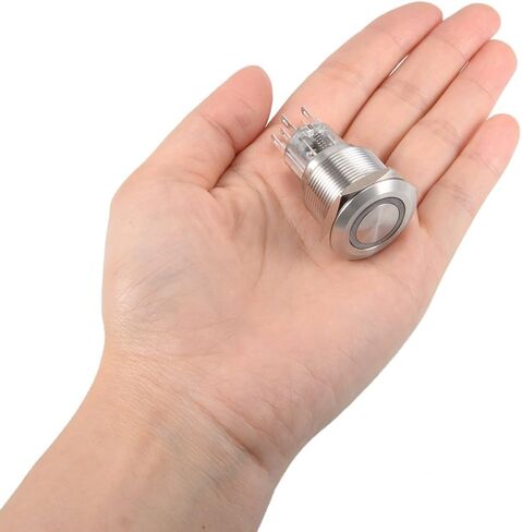 uxcell Latching Metal Push Button Switch 22mm Mounting Dia DPDT 2NO 2NC 24V Blue LED Light in Saudi Arabia