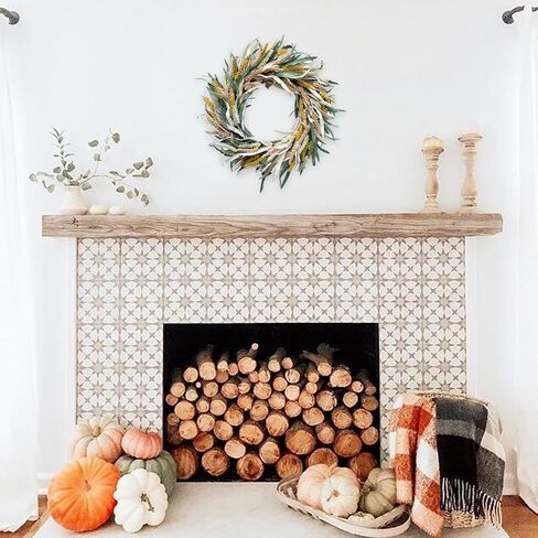 24 inch Fall Wreath Berries Front Door Wreath Artificial Grain Wreath Harvest Wheat Ears Garland Autumn Wreath for Home Wall Fall Festival Decor (23in Fall Wheat Ears Wreath) in Saudi Arabia