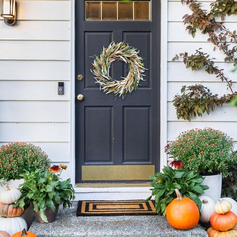 24 inch Fall Wreath Berries Front Door Wreath Artificial Grain Wreath Harvest Wheat Ears Garland Autumn Wreath for Home Wall Fall Festival Decor (23in Fall Wheat Ears Wreath) in Saudi Arabia