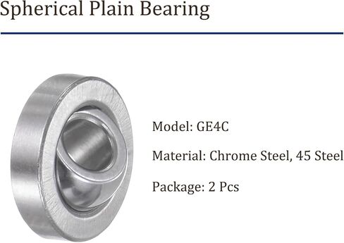 2 Pcs GE4C Spherical Plain Bearing - [3.8mm x 12mm x 5mm] Pre-Lubricated Radial Spherical Plain Bearing, Chrome Steel in Saudi Arabia