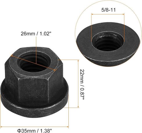 uxcell 5/8-11 Flange Hex Nuts, 2pcs Grade 10.9 Carbon Steel Black Oxide Finished Hex Flange Nuts for Machinery in Saudi Arabia