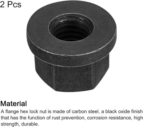 uxcell 5/8-11 Flange Hex Nuts, 2pcs Grade 10.9 Carbon Steel Black Oxide Finished Hex Flange Nuts for Machinery in Saudi Arabia
