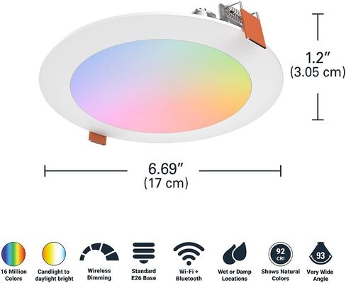 HALO 4 inch Color and Tunable White Slim Canless Smart Wi-Fi LED Recessed Downlight with WiZ Pro in Saudi Arabia