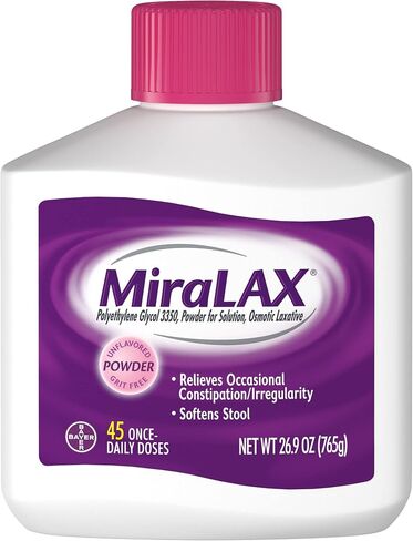 Miralax Laxative Powder for Solution Unflavored - 26.9 oz, Pack of 2 in Saudi Arabia