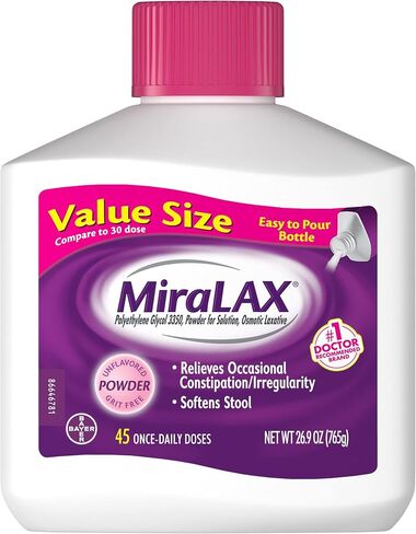 Miralax Laxative Powder for Solution Unflavored - 26.9 oz, Pack of 2 in Saudi Arabia