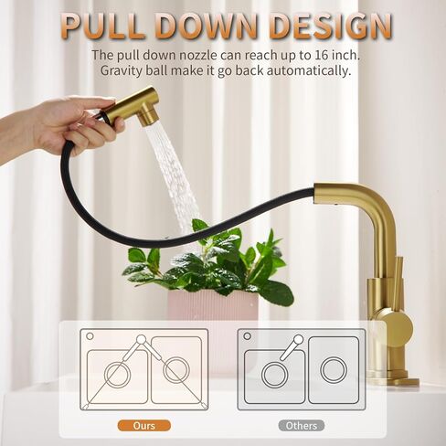 Bar Sink Faucet, Kitchen Faucets with Pull Out Sprayer, Gold Bathroom Faucet for RV/Camper/Bar Utility Faucet Brushed Gold in Saudi Arabia