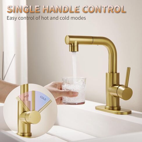 Bar Sink Faucet, Kitchen Faucets with Pull Out Sprayer, Gold Bathroom Faucet for RV/Camper/Bar Utility Faucet Brushed Gold in Saudi Arabia