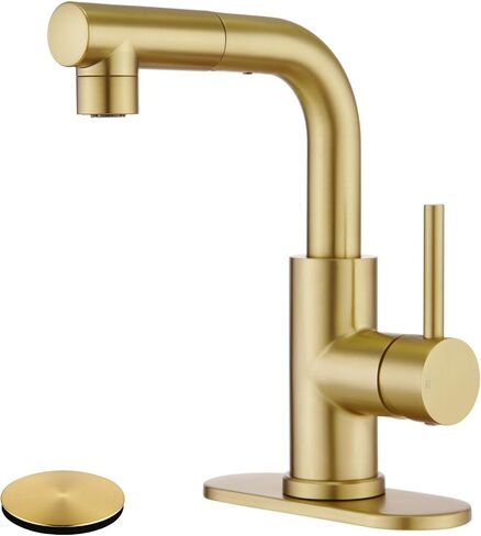 Bar Sink Faucet, Kitchen Faucets with Pull Out Sprayer, Gold Bathroom Faucet for RV/Camper/Bar Utility Faucet Brushed Gold in Saudi Arabia