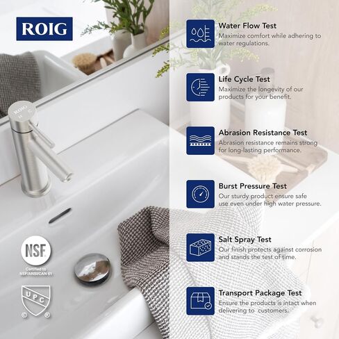 صنابير الحمام ROIG، صنبور حمام أسود غير لامع بمقبض واحد، صنبور حوض حديث بفتحة واحدة، من الفولاذ المقاوم للصدأ، تتضمن خطوط الإمداد RGF-SH37MB in Saudi Arabia