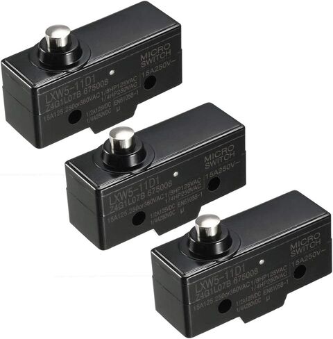 uxcell 3PCS LXW5-11D1 1NO + 1NC Short Reed Snap Button Lever Type Micro Limit Switches in Saudi Arabia