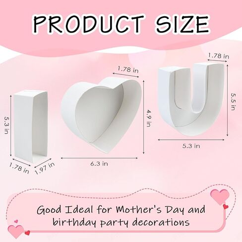 I Love You Box for Flowers Cardboard Letter Fillable Candy Box, 7.7 Inch Heart Shaped Gift Packaging Box for Birthday Wedding Party Decor in Saudi Arabia