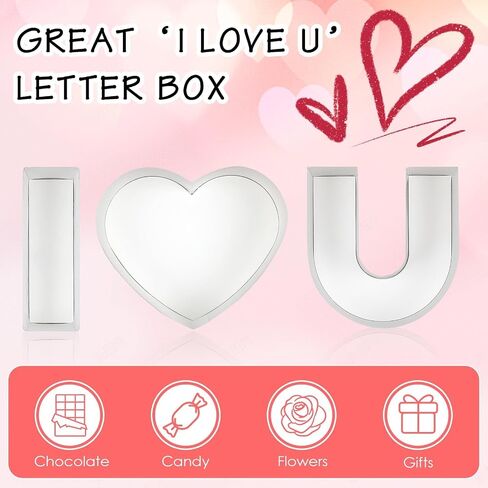 I Love You Box for Flowers Cardboard Letter Fillable Candy Box, 7.7 Inch Heart Shaped Gift Packaging Box for Birthday Wedding Party Decor in Saudi Arabia