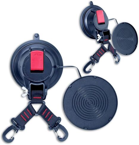 2 Pcs Heavy Duty Suction Cup Anchor with Double Heads Strap Hooks Multipurpose Suction Cup Hooks Tie Down Suction Cup Anchor Hook for Camping Trap Car Awning Home Kitchen or Dogs in Saudi Arabia
