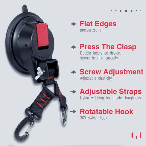 2 Pcs Heavy Duty Suction Cup Anchor with Double Heads Strap Hooks Multipurpose Suction Cup Hooks Tie Down Suction Cup Anchor Hook for Camping Trap Car Awning Home Kitchen or Dogs in Saudi Arabia
