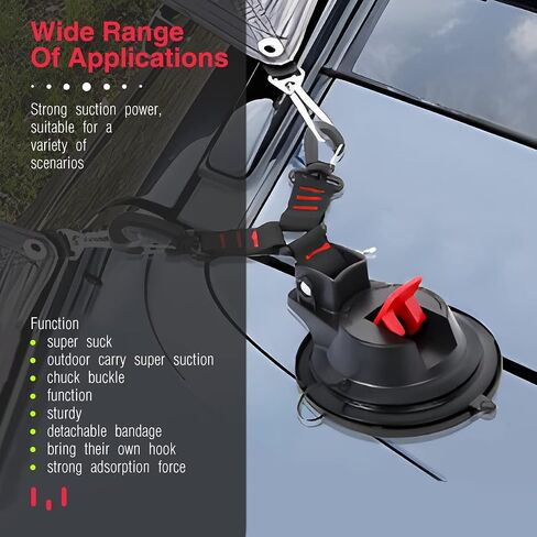 2 Pcs Heavy Duty Suction Cup Anchor with Double Heads Strap Hooks Multipurpose Suction Cup Hooks Tie Down Suction Cup Anchor Hook for Camping Trap Car Awning Home Kitchen or Dogs in Saudi Arabia