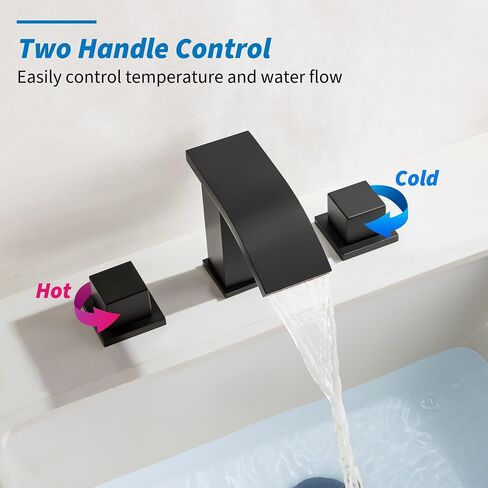Waterfall Bathroom Faucet Widespread 3 Hole Two Handle Vanity Sink Faucet 8 Inch LED Lavatory Faucet, SKOWLL Brushed Nickel in Saudi Arabia