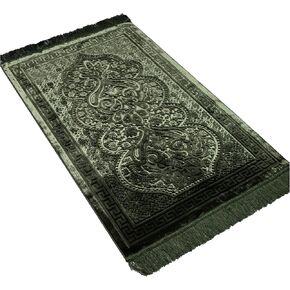 Modefa Velvet Prayer Rug - Soft Plush Turkish Janamaz Sajada Carpet for Men and Women - Plain Solid Prayer Mat Ramadan Eid Gift - with Prayer Beads - Floral Luxury Paisley (Blush Pink)