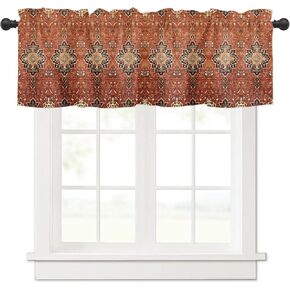 Southwest Curtain Valance for Windows/Living Room/Kitchen/Bathroom/Farmhouse, Geometric Stripe Boho Native Flower Print Short Rod Pocket Tier Curtain Window Treatment, 1 Panel 42x12