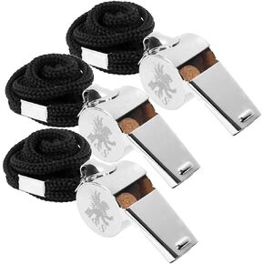 H&S Referee Whistles for Outdoor Camping - 3pcs Stainless Steel Coach & Referee Whistles for Sports and Dog Training - Football Whistle with Lanyard for Teachers