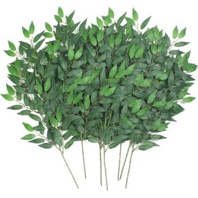 17 Pcs Artificial Italian Ruscus Greenery Stems 28in Faux Floral Leaf Vines Hanging Greenery Spray for Wedding Party Arch Floral Table Centerpieces Floral Arrangement Decor