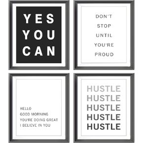 AEHIE Motivational Reminders Yes You Can Don't Stop Until You're Proud Poster Prints for Home College Dorm Office Workplace Decor,Encouraging Decorations Prints Wall Art Unframed 4pcs 8x10inches