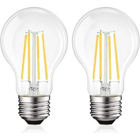 LUXRITE Vintage A19 LED Light Bulbs 100 Watt Equivalent, 1600 Lumens, 3000K Soft White, Dimmable Edison Light Bulbs, 12W, Damp Rated, UL Listed, Clear Glass Filament Bulb, E26 Medium Base (2 Pack)