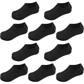BOOPH 10 Pairs Kids Socks Boys Girls Athletic No Show Socks Full Cushioned Low Cut Running Socks