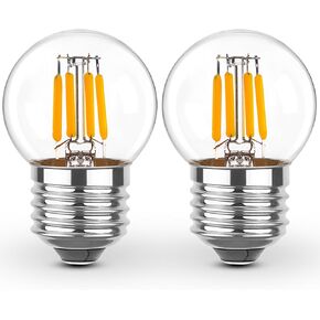 3 Watt Dimmable Low Wattage LED Bulbs Equivalent to 25 Watt Light Bulbs,E26 Standard Base G40 Small Globe Light Bulbs,2200K Warm Light for Bedroom Study Lighting,Amber Glass,110V,2PCS